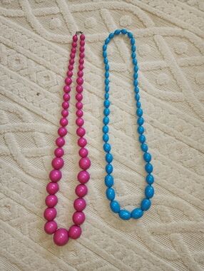 Beaded Necklace Set - Pink and Blue